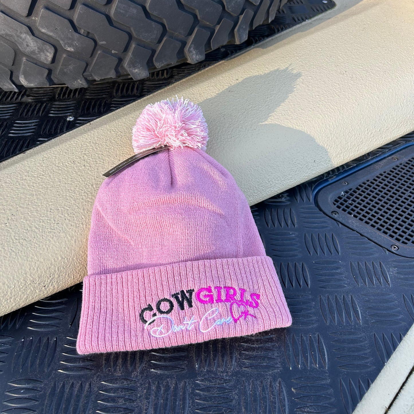 Dusty Pink Pom-Pom Bobble Hat