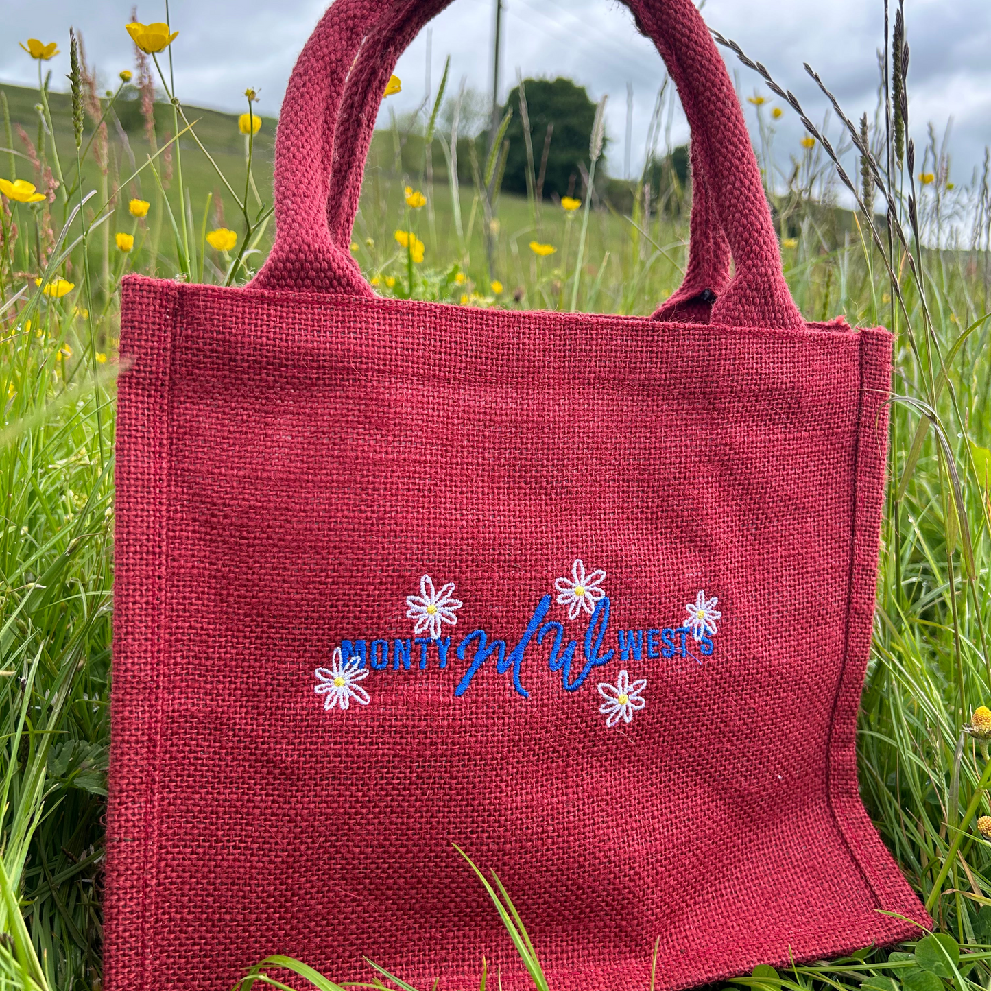 Daisy Mini Jute Tote Bag