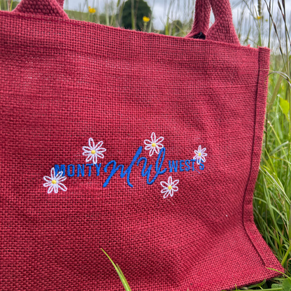 Daisy Mini Jute Tote Bag